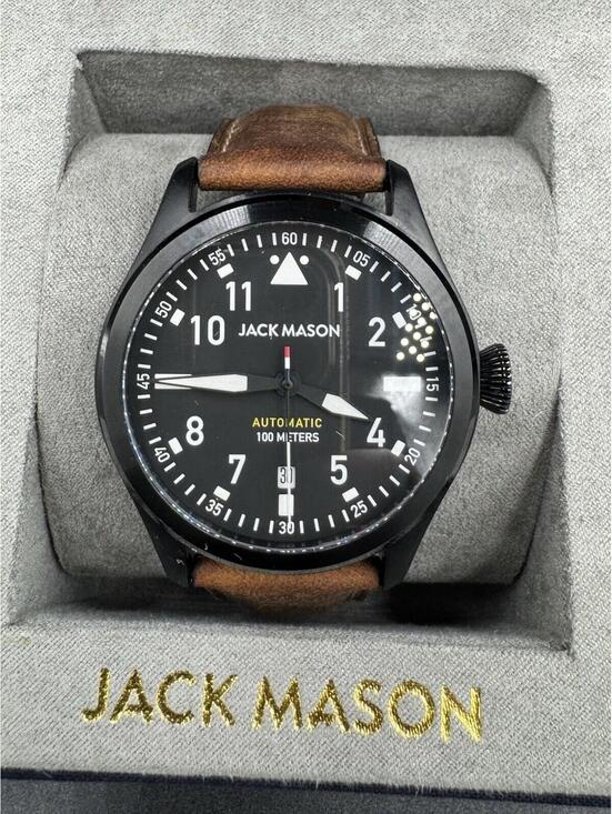 Jack Mason JM‑A103-005 Automatic Watch Rare Black Stainless Steel w/ Box Papers